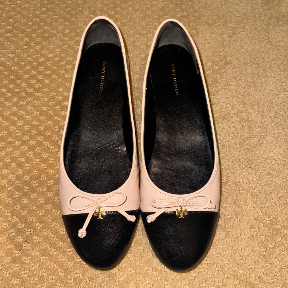 Tory Burch Pink and Black Flats